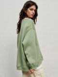 Solid Color Oversized Fleece Pullover Round Neck Sweatshirts