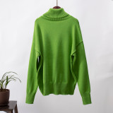 Loose-fitting Classic Solid Color Turtleneck Sweater for Women