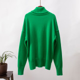 Loose-fitting Classic Solid Color Turtleneck Sweater for Women