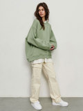 Solid Color Oversized Fleece Pullover Round Neck Sweatshirts