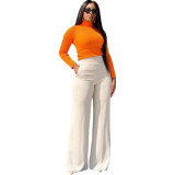 White Casual High Waisted Micro-flare Pants