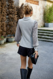 Women's New Autumn Half High Neck Fashion Long Sleeve Sequin Splice Women's Knitted Top