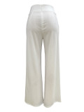 White Casual High Waisted Micro-flare Pants