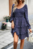 Autumn Getaway Floral V-neck Long Sleeve Dress