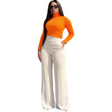 White Casual High Waisted Micro-flare Pants