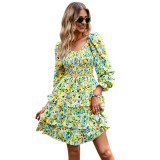 Autumn Getaway Floral V-neck Long Sleeve Dress