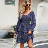Autumn Getaway Floral V-neck Long Sleeve Dress