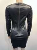 Sexy Square Neck Party Prom Sequin Corset Dress Bodycon Mini Slit Dresses