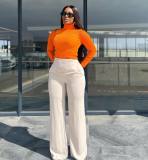 White Casual High Waisted Micro-flare Pants