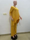 Women's Two-piece Solid Color Irregular Pant Set