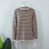 Round Neck Knitted Striped Pullover Sweater