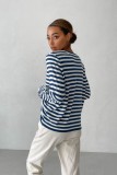 Round Neck Knitted Striped Pullover Sweater