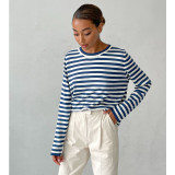 Round Neck Knitted Striped Pullover Sweater