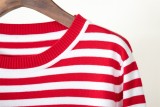 Round Neck Knitted Striped Pullover Sweater