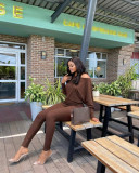 Solid Color Stretch Long Sleeve Slant Shoulder Bodysuit