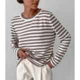Round Neck Knitted Striped Pullover Sweater