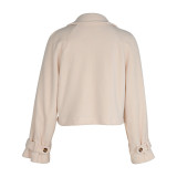 Apricot Button Lapel Short Jacket