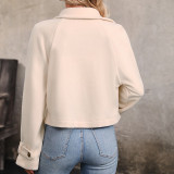 Apricot Button Lapel Short Jacket
