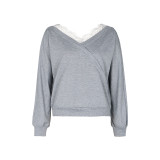Contrast Lace Drop Shoulder Sweatshirt