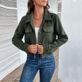 Flap Detail Button Front Teddy Jacket