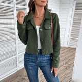 Flap Detail Button Front Teddy Jacket