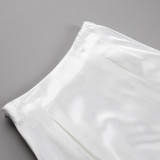 Elegant and Elegant High Waist Satin Colored Ding Long Half length Skirt