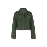 Flap Detail Button Front Teddy Jacket
