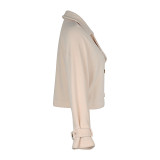 Apricot Button Lapel Short Jacket