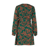 Paisley Print Butterfly Sleeve Knot Side Wrap Dress