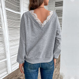 Contrast Lace Drop Shoulder Sweatshirt