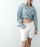 Stylish Fold-over Collar Fashion forward Denim Jacket