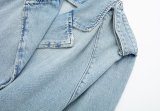 Stylish Fold-over Collar Fashion forward Denim Jacket