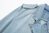 Stylish Fold-over Collar Fashion forward Denim Jacket
