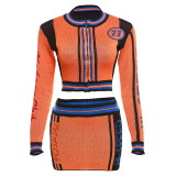 Street Letter Patchwork Zipper Zipper Collar Long Sleeve Two Pieces