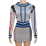 Street Letter Patchwork Zipper Zipper Collar Long Sleeve Two Pieces