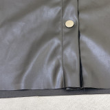 PU Material Batwing Long-Sleeved Crop Top for Women