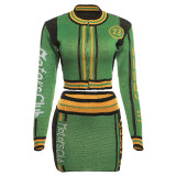 Street Letter Patchwork Zipper Zipper Collar Long Sleeve Two Pieces