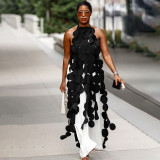 Irregular Tassel Halter Camisole Women Backless Bandage Sexy Chic Circle Beach Style Wild Stretch Midnight Club Vest