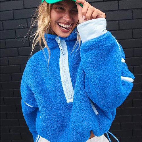2023 Winter Sweaters for Women Zipper Turtleneck Long Sleeve Warm Coats Sport Loose Ladies Knitwear Casual Sweatshirt Mujer