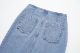 Denim Jacket with High Waist Midi Skirt