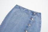 Denim Jacket with High Waist Midi Skirt