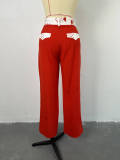 Fashionable Collar-Turned Short-Sleeve Shirt with Wide-Leg Pants and Tie-Up Waist Casual Set