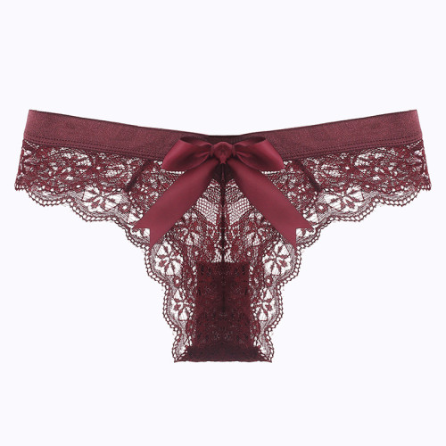 Sexy Low-Rise Pure Temptation Lace Panties with Cute Bow