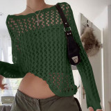 Woollen Pullovers Women Casual Fashion Y2K Clothes Autumn Vintage Loose Hollow Out Knitwear Harajuku Smock Sweater
