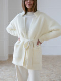 Solid Color Knitted Turtleneck Split Sweater Set