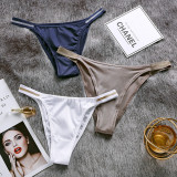 Women's Seamless Underwear Ice Silk Bikini with Cotton Gusset