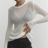 Long Sleeves and Round Neck Breathable Knit Sweater