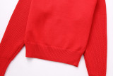 Zipper Turndown Neck Knitted Sweater