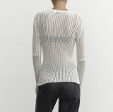 Long Sleeves and Round Neck Breathable Knit Sweater