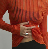 Long Sleeves and Round Neck Breathable Knit Sweater